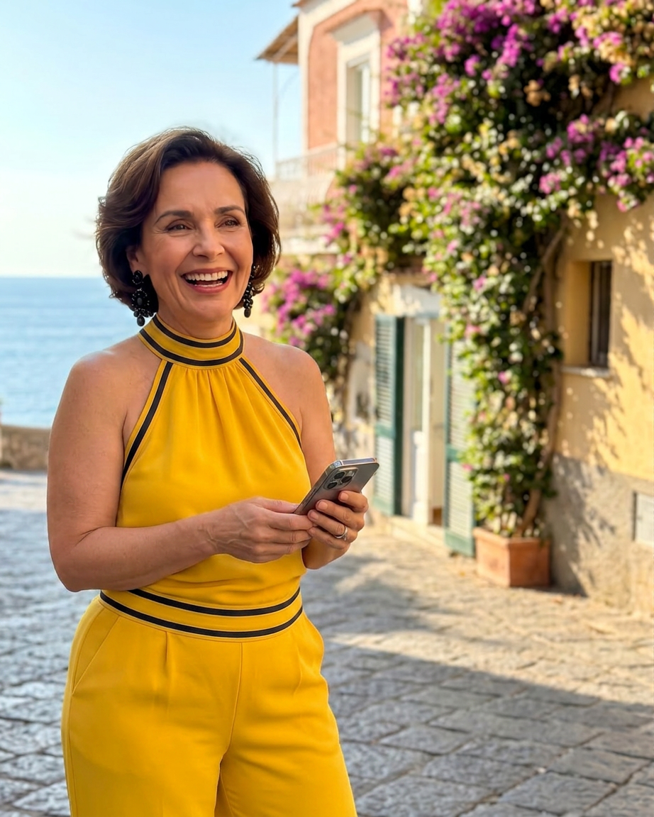 Saffron | Kontrastivärinen Halterneck Laaja Jumpsuit