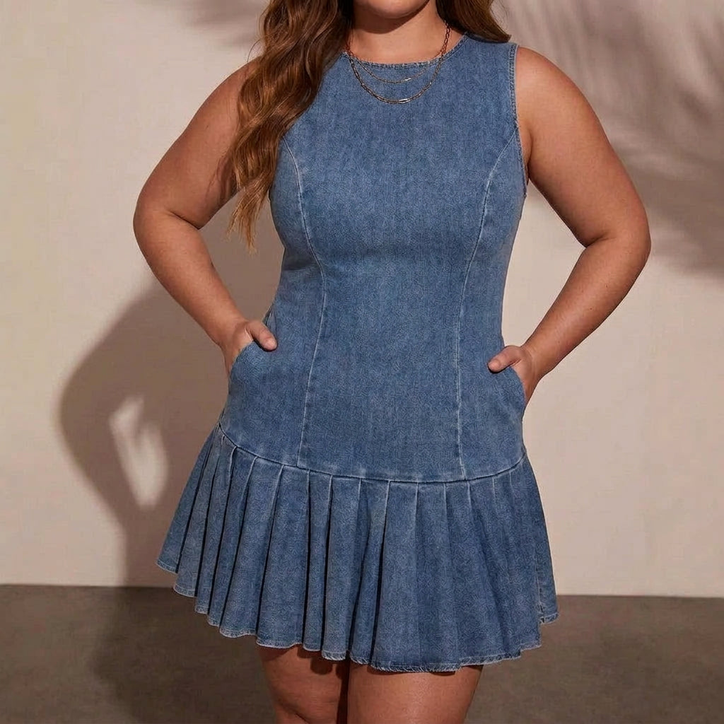 Saffron Pleated Denim Dress