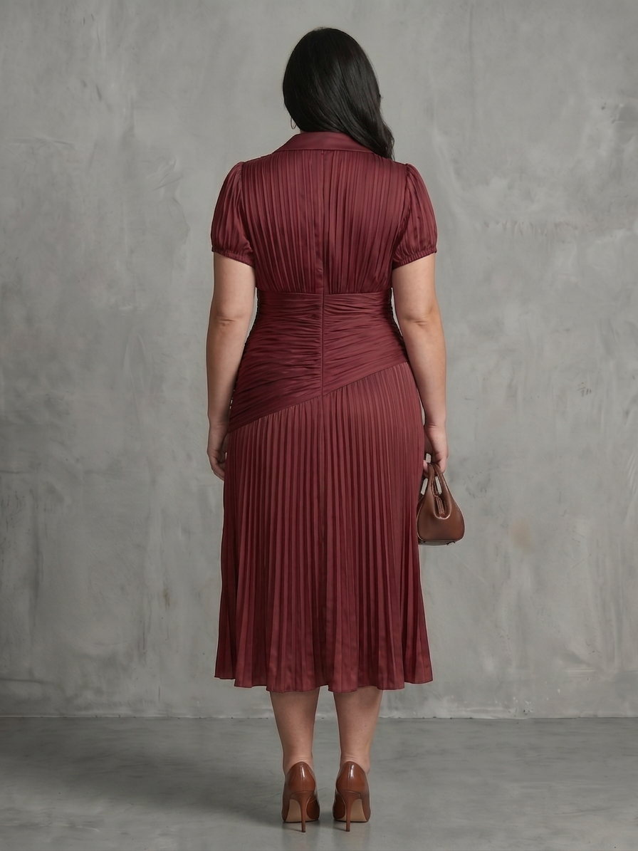 Vita | Pleated Waistline Stripe Midi Dress