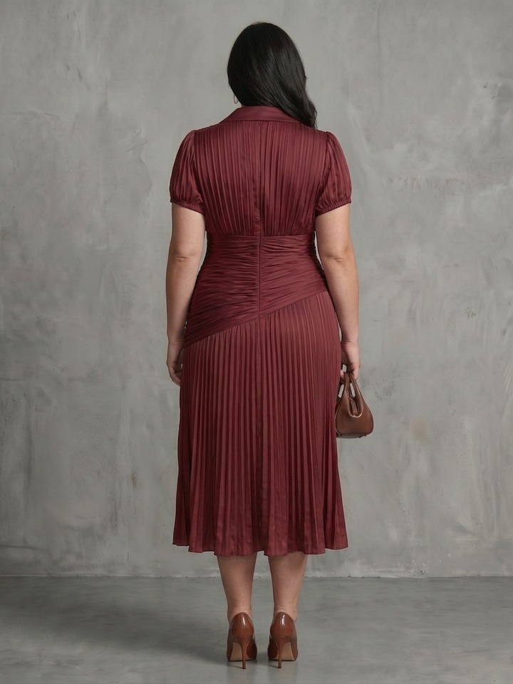 Vita | Pleated Waistline Stripe Midi Dress