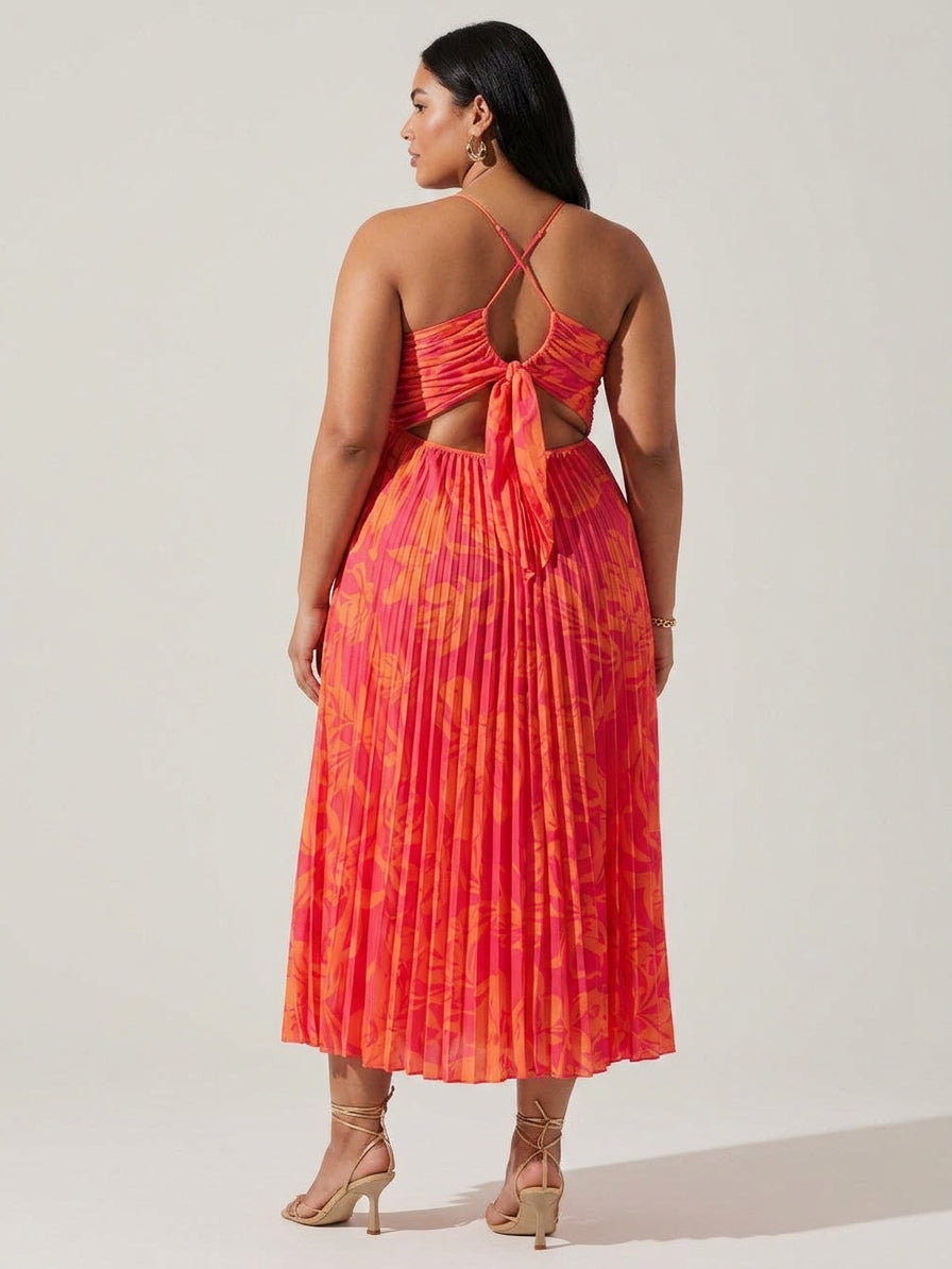 Giselle | Rannikkotyyli Elegantti Kukkaprintti Pleats Midi Mekko Kokoelma