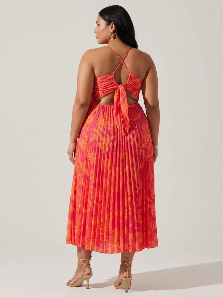 Giselle | Rannikkotyyli Elegantti Kukkaprintti Pleats Midi Mekko Kokoelma