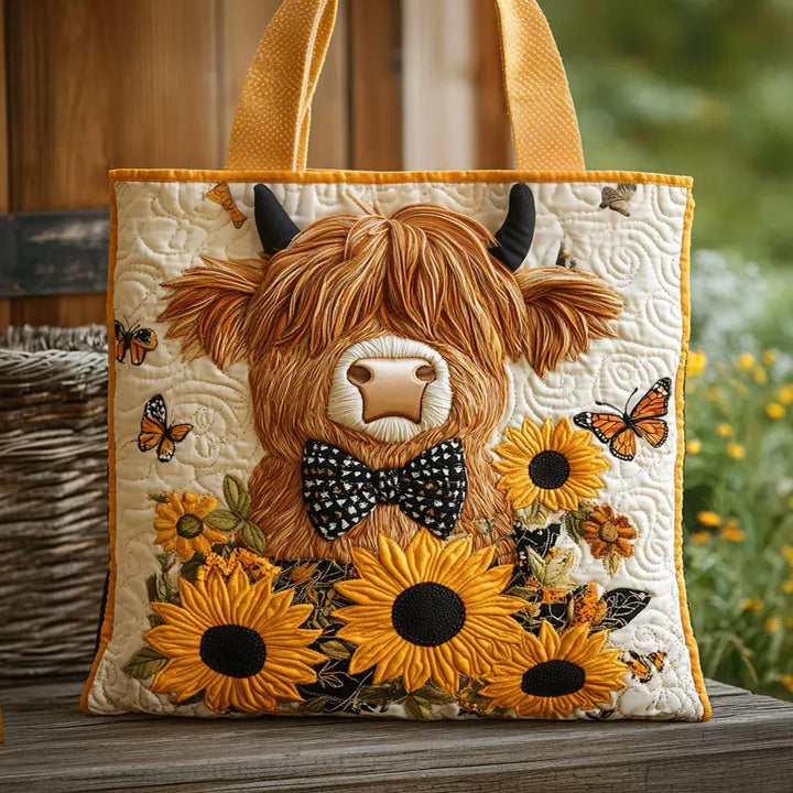 Alma Laukku - Highland Cow auringonkukilla