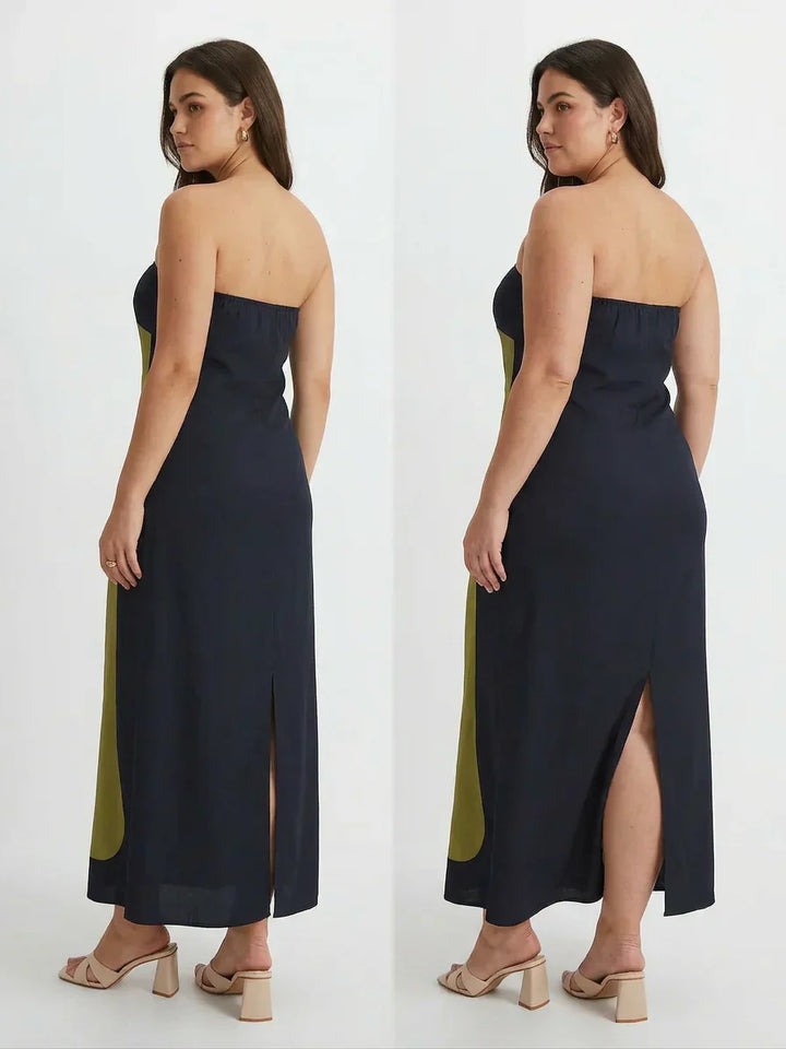 Zinnia - Abstrakti Olkaimeton Maxi Mekko