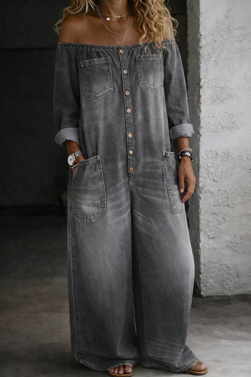 Zelda | Olkaimeton Pitkähiha Jumpsuit