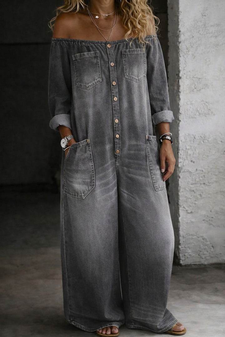 Zelda | Olkaimeton Pitkähiha Jumpsuit
