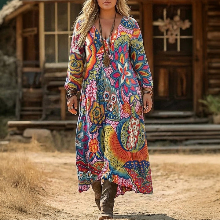 Solene | Vintage-tyylinen pitkähihainen rento mekko