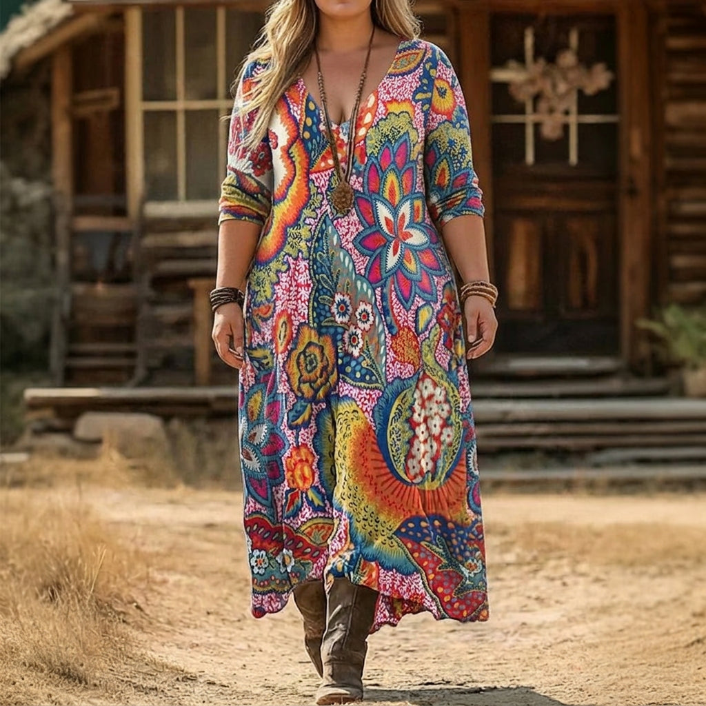 Solene | Vintage-tyylinen pitkähihainen rento mekko