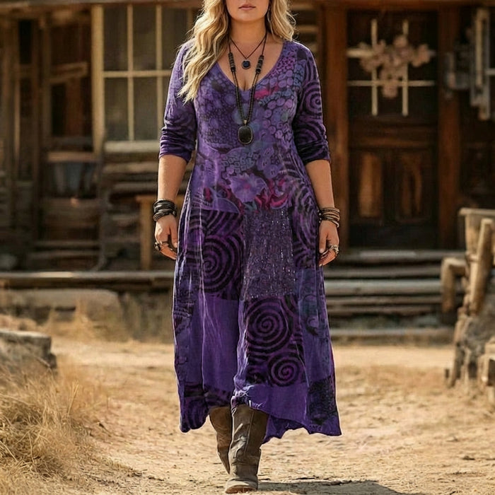 Anni | Purppura Vintage-Mekko Rennolla Siluetilla