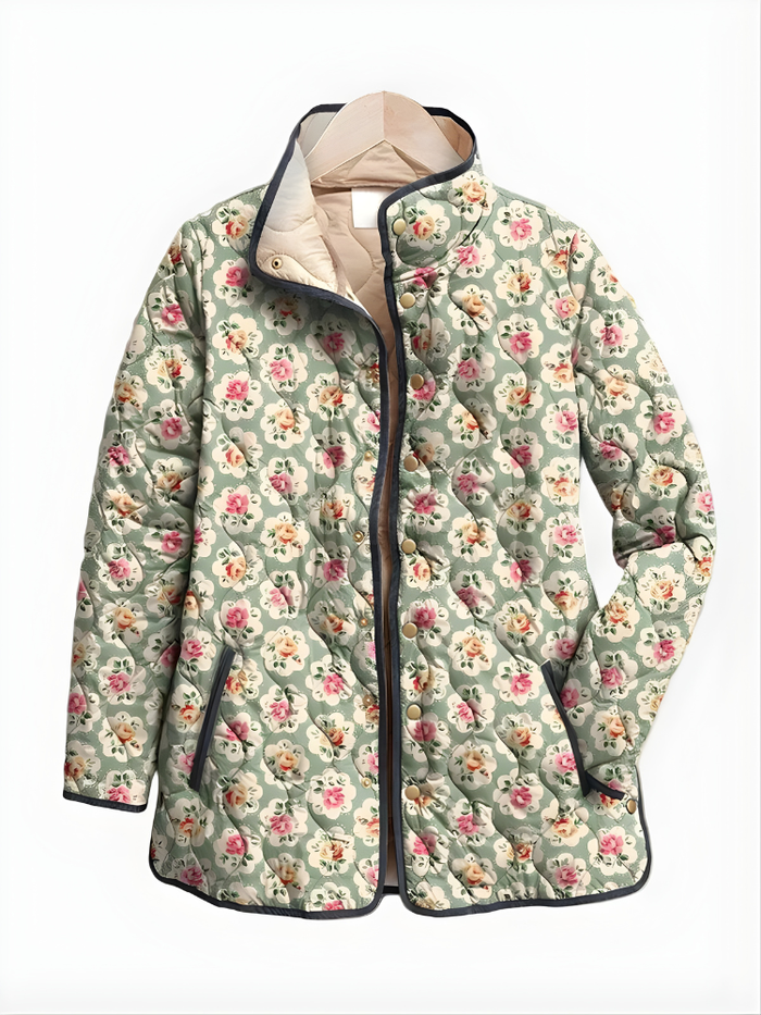 Vetoketjullinen Tikkitakki Vintage-kukkakuosilla