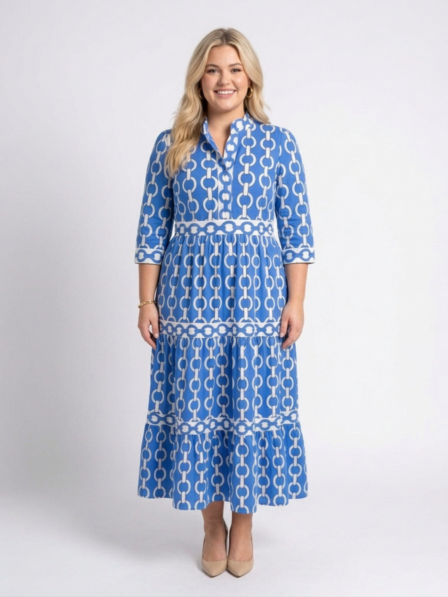 Tamsin | Kolmen neljänneksen hihainen ketjumallinen midi-mekko