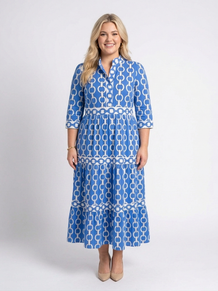 Tamsin | Kolmen neljänneksen hihainen ketjumallinen midi-mekko