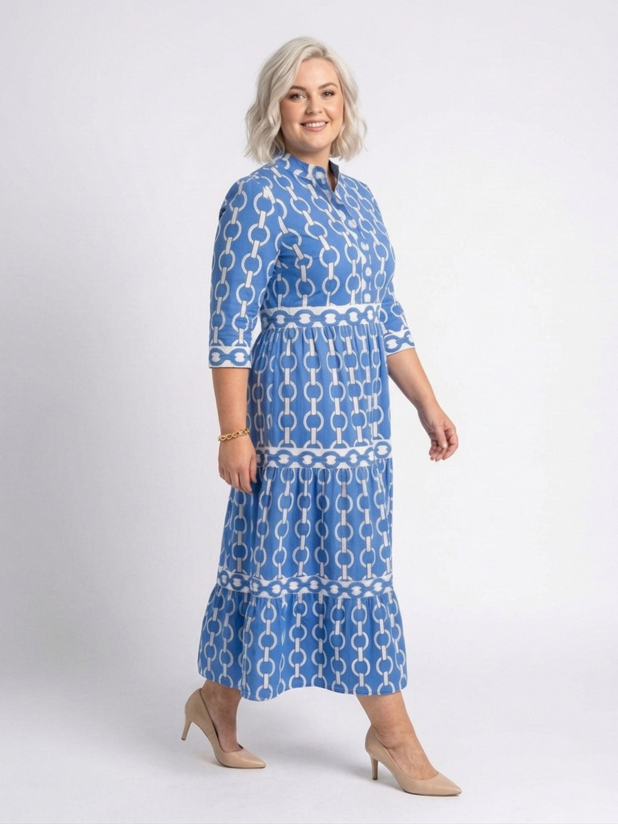 Tamsin | Kolmen neljänneksen hihainen ketjumallinen midi-mekko