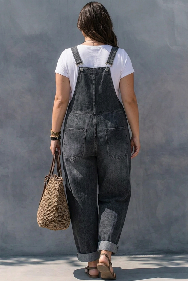Hattie | Elastinen vyötärö Denim Haalarit