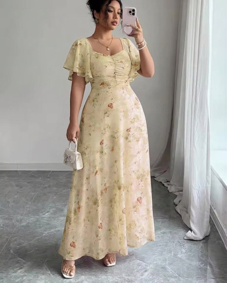 Naomi – Tyylikäs Slim Mekko Rypytys Hihoilla