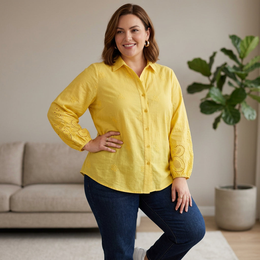 Yasmin - Puuvillainen Schiffly-ompelushirt