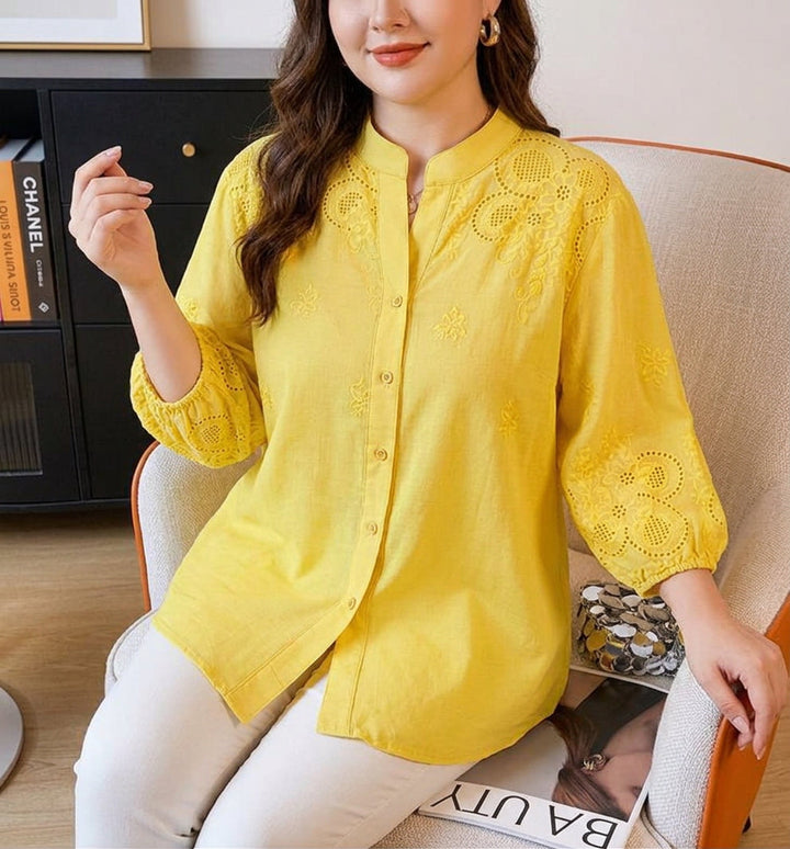 Yasmin - Puuvillainen Schiffly-ompelushirt
