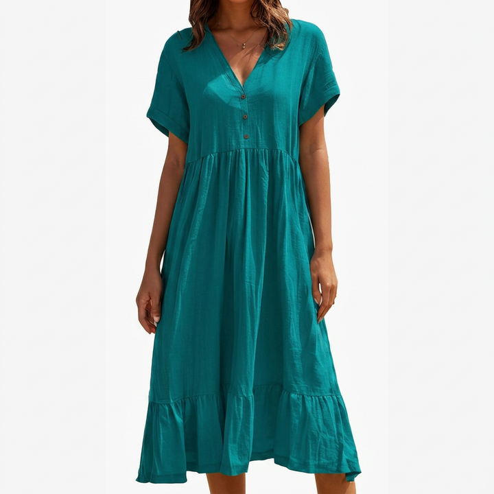 Ilse | V-kaula-aukko Napillinen Kerroksellinen Midi Mekko