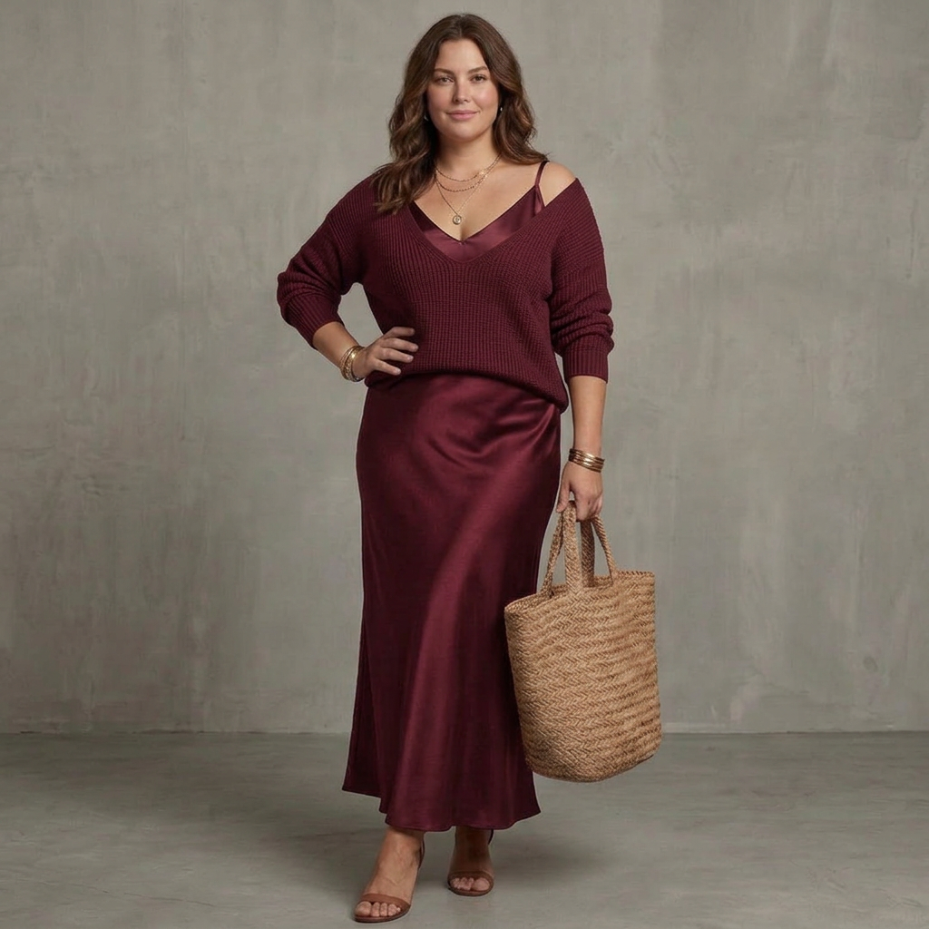 Ines | Vinonauha Syksy Sametti Hame Neulekerros Setti