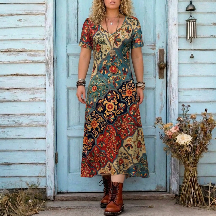 Isabeau | Vintage-tyylinen pitkähihainen rento mekko
