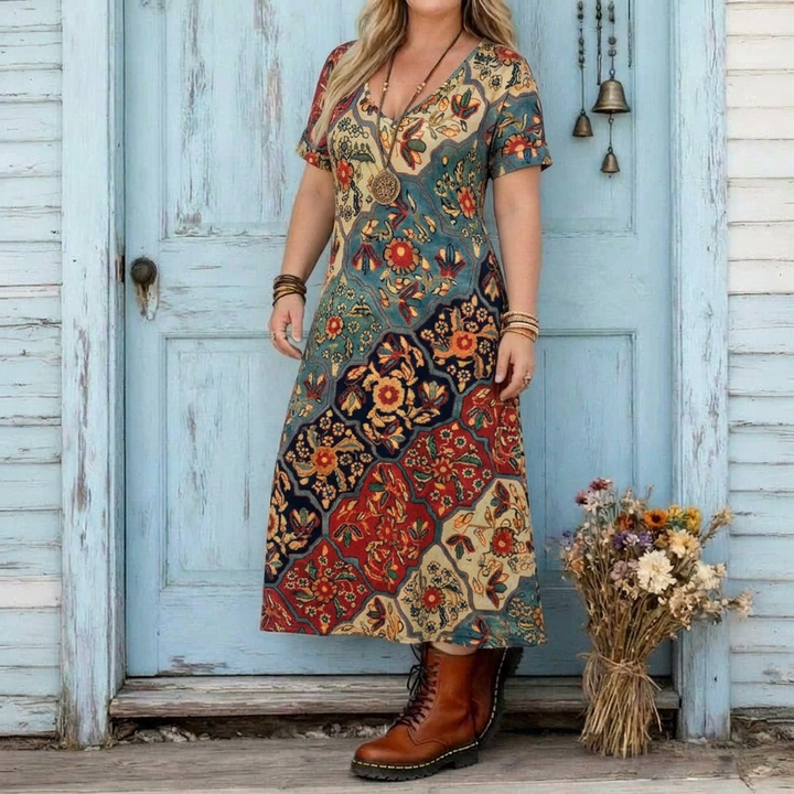 Isabeau | Vintage-tyylinen pitkähihainen rento mekko