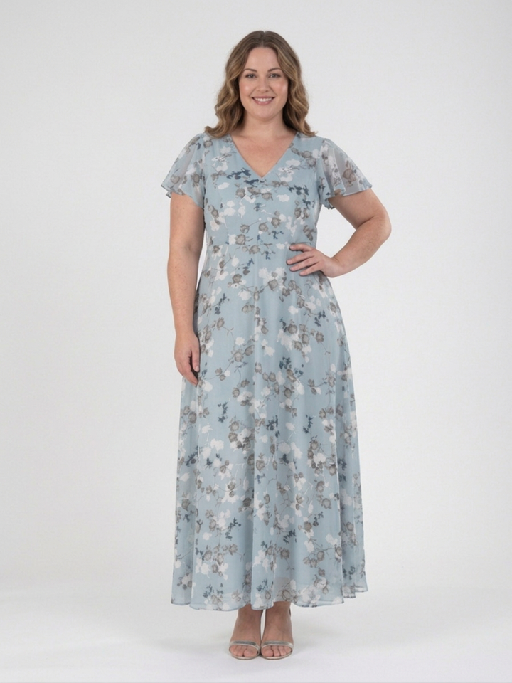 Leontine | Kukallinen Chiffon Maxi Mekko