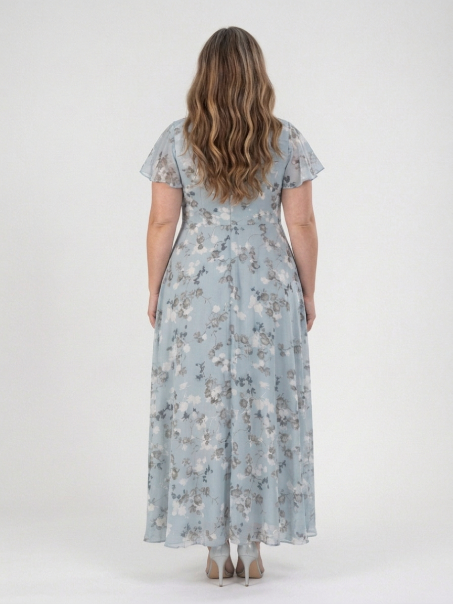 Leontine | Kukallinen Chiffon Maxi Mekko
