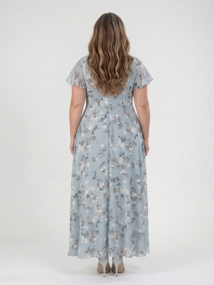 Leontine | Kukallinen Chiffon Maxi Mekko