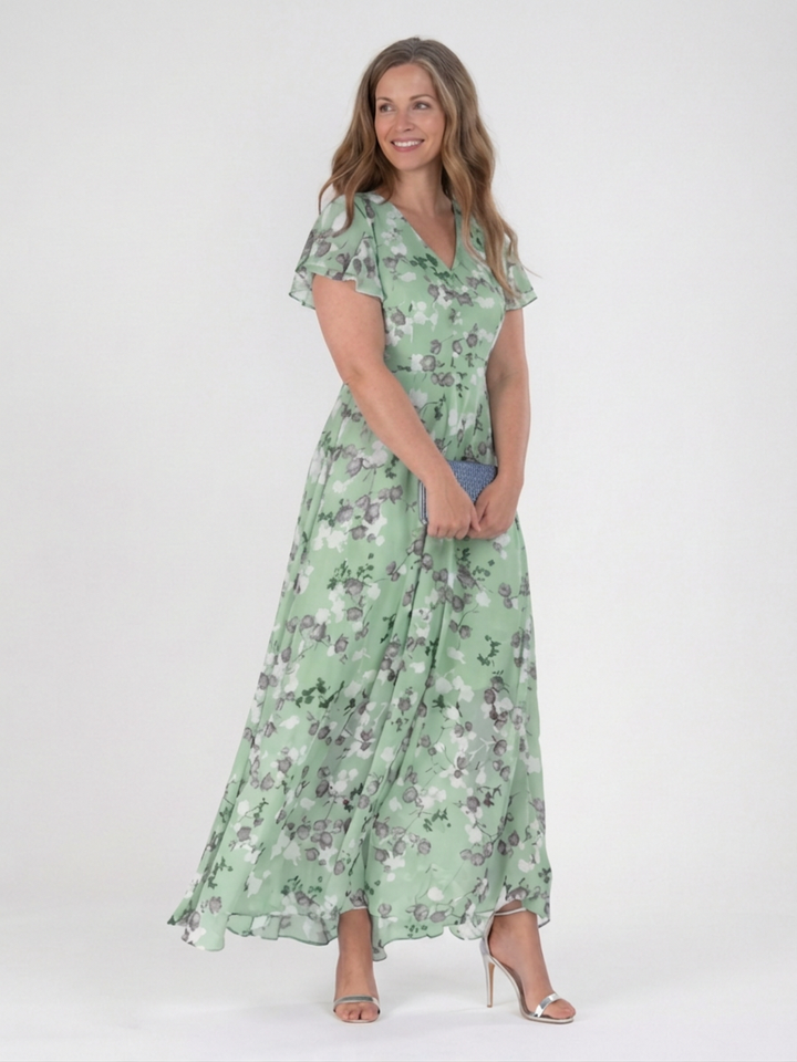 Leontine | Kukallinen Chiffon Maxi Mekko