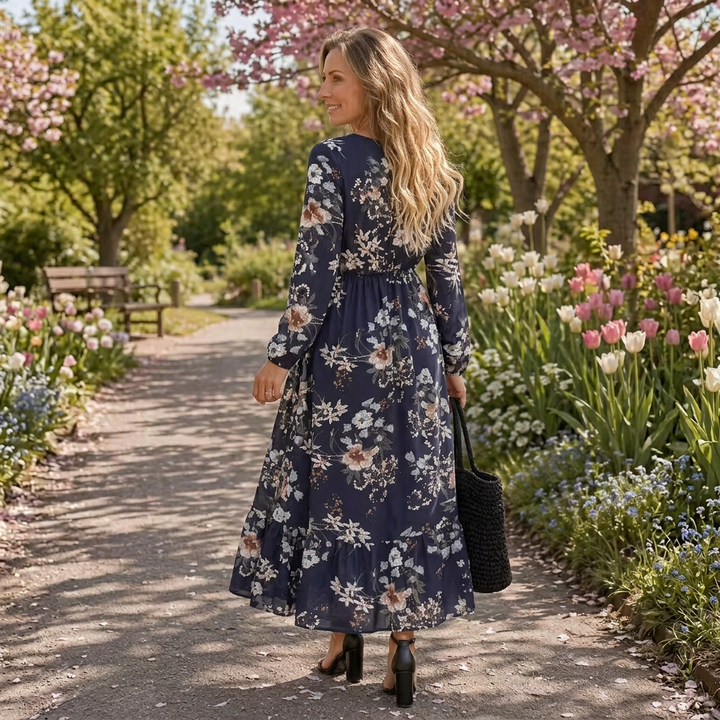 Lior | Pitkähihaiset kukkakuosiset kerrosmekko