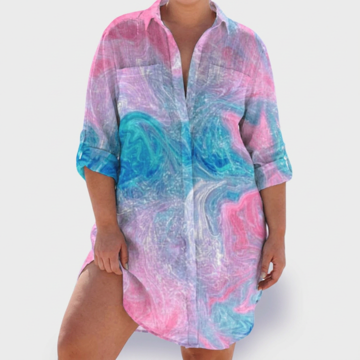 Pemberley | Naisten Puuvillaprintti Kauluksellinen Pitkähihais Shirt Dress