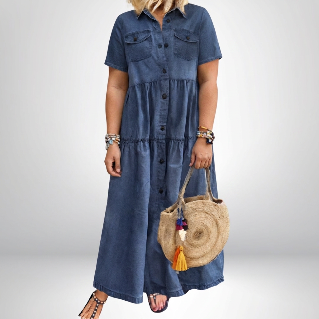 Leontine | Naisten Denim Kerrosmekko