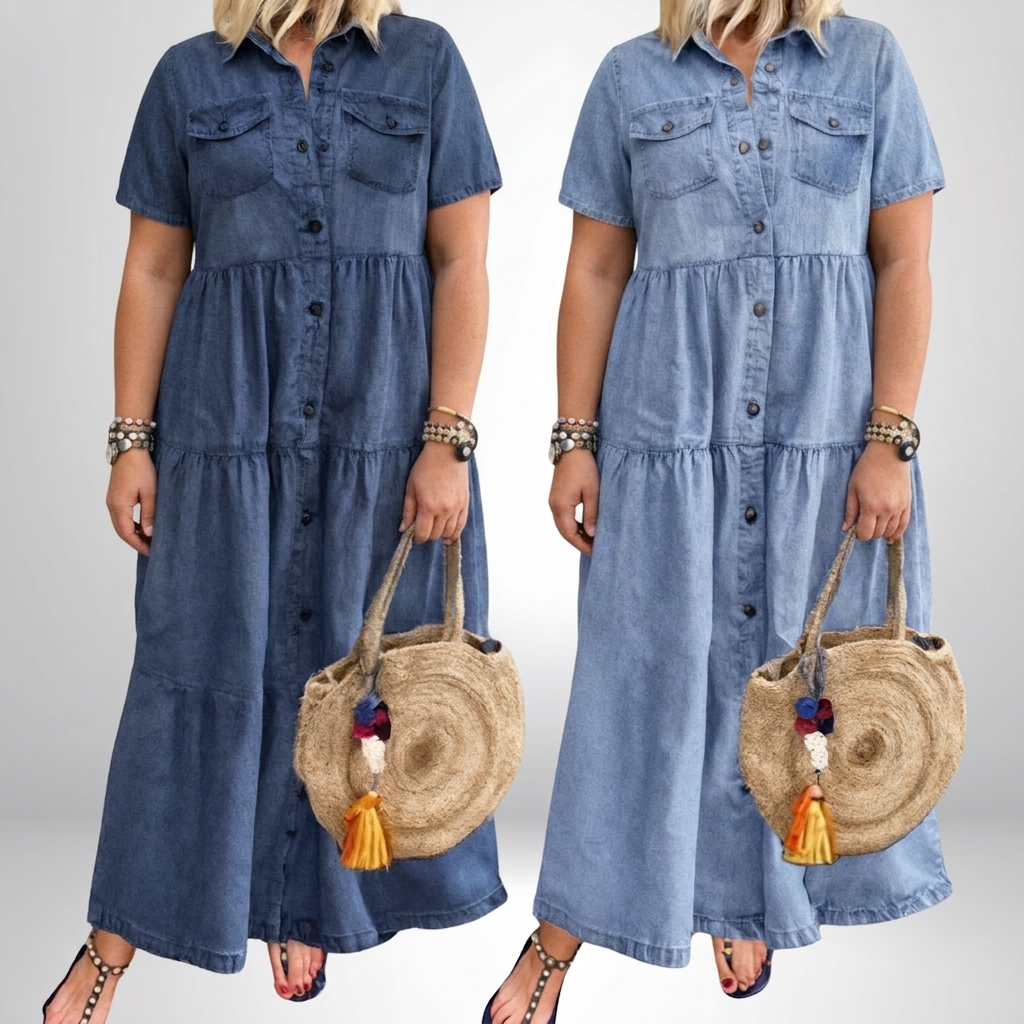 Leontine | Naisten Denim Kerrosmekko