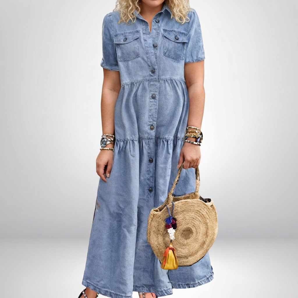 Leontine | Naisten Denim Kerrosmekko