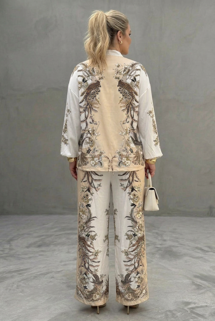 Mika | Vetoketjullinen Blouson-toppi, Printattu Kaksiosainen Setti