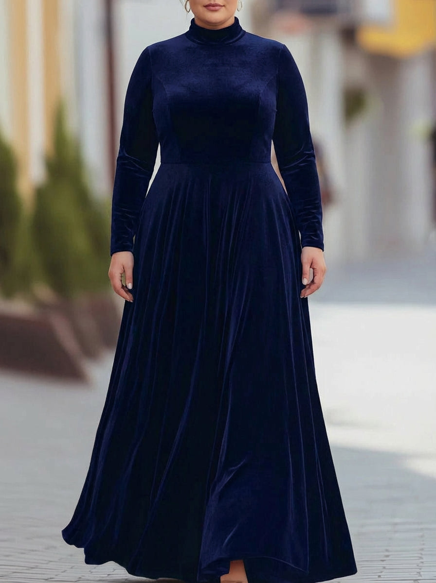 Tindra | Samettinen Mock-Neck Maxi Mekko