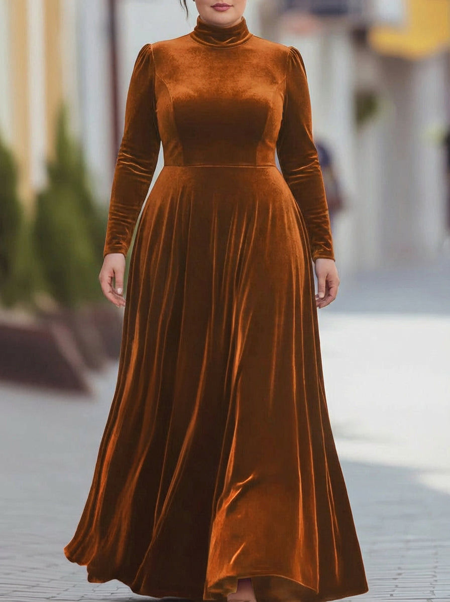 Tindra | Samettinen Mock-Neck Maxi Mekko