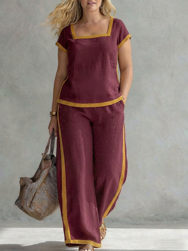 Tova - Pellava Yhdistelmäsetti Elegantti Kaksiosainen