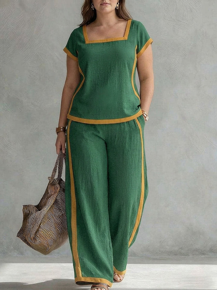 Tova - Pellava Yhdistelmäsetti Elegantti Kaksiosainen