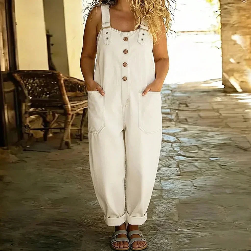Demi | Vintage Pehmeät Puuvilladenim-näköiset Haalarit Säädettävillä Olkaimilla