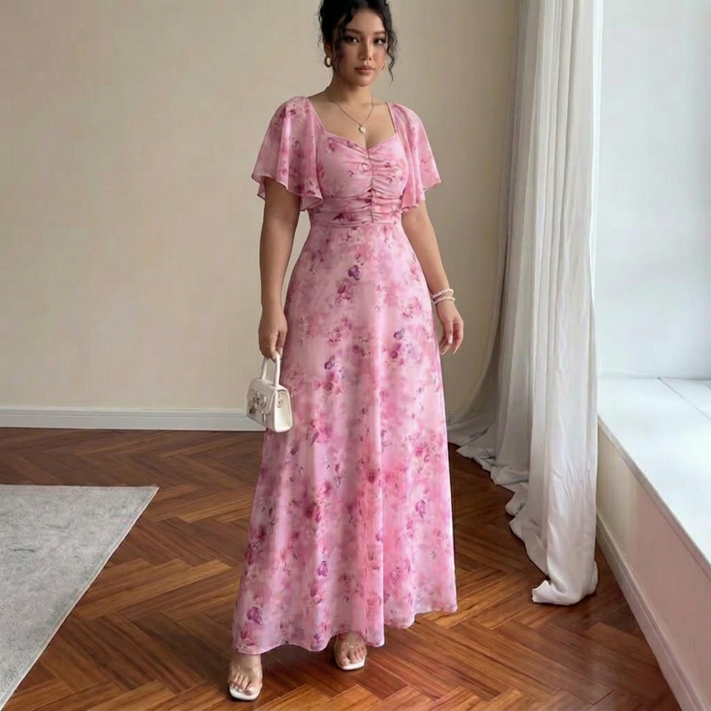 Naomi – Tyylikäs Slim Mekko Rypytys Hihoilla