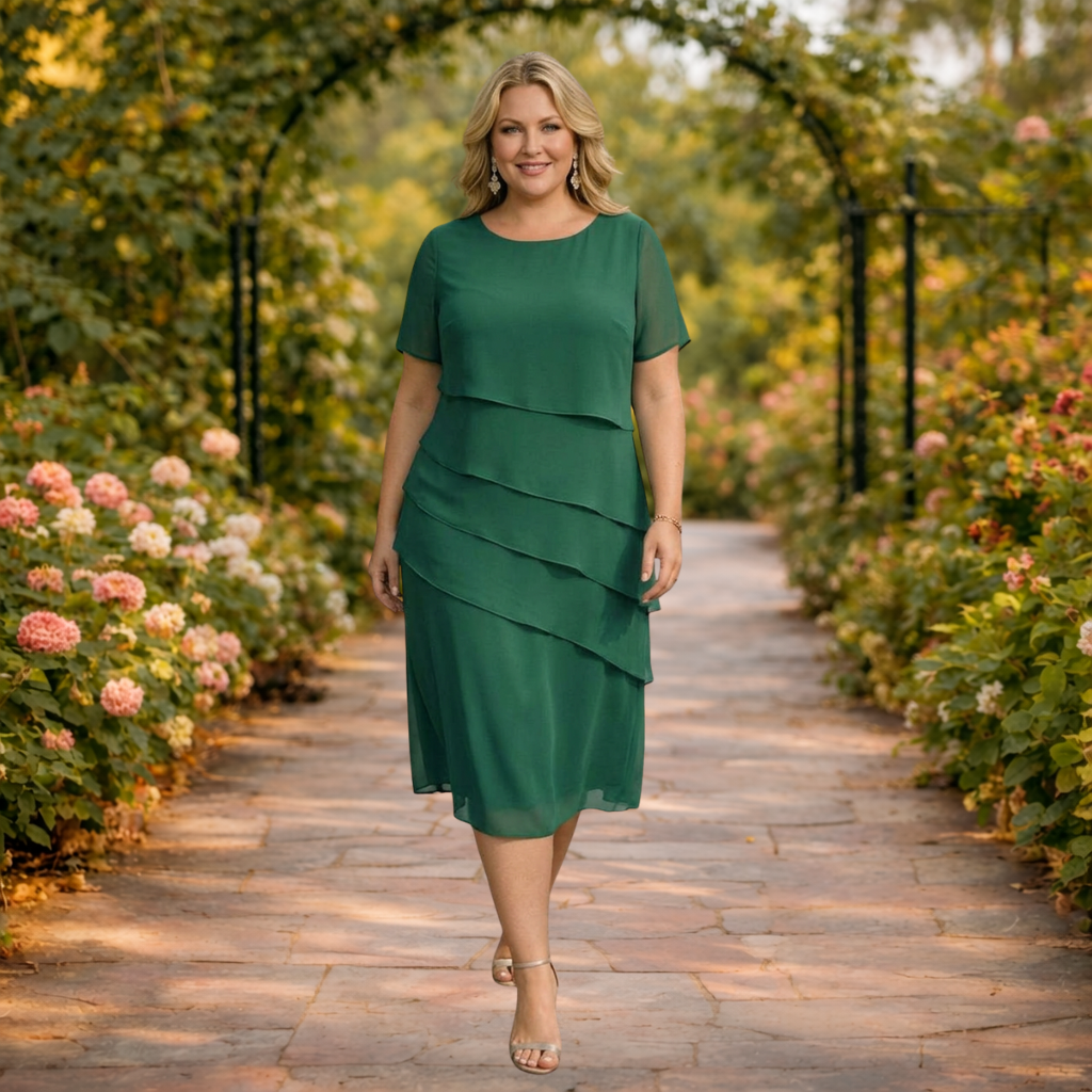 Alma | Kerroksellinen Chiffon Midi Mekko