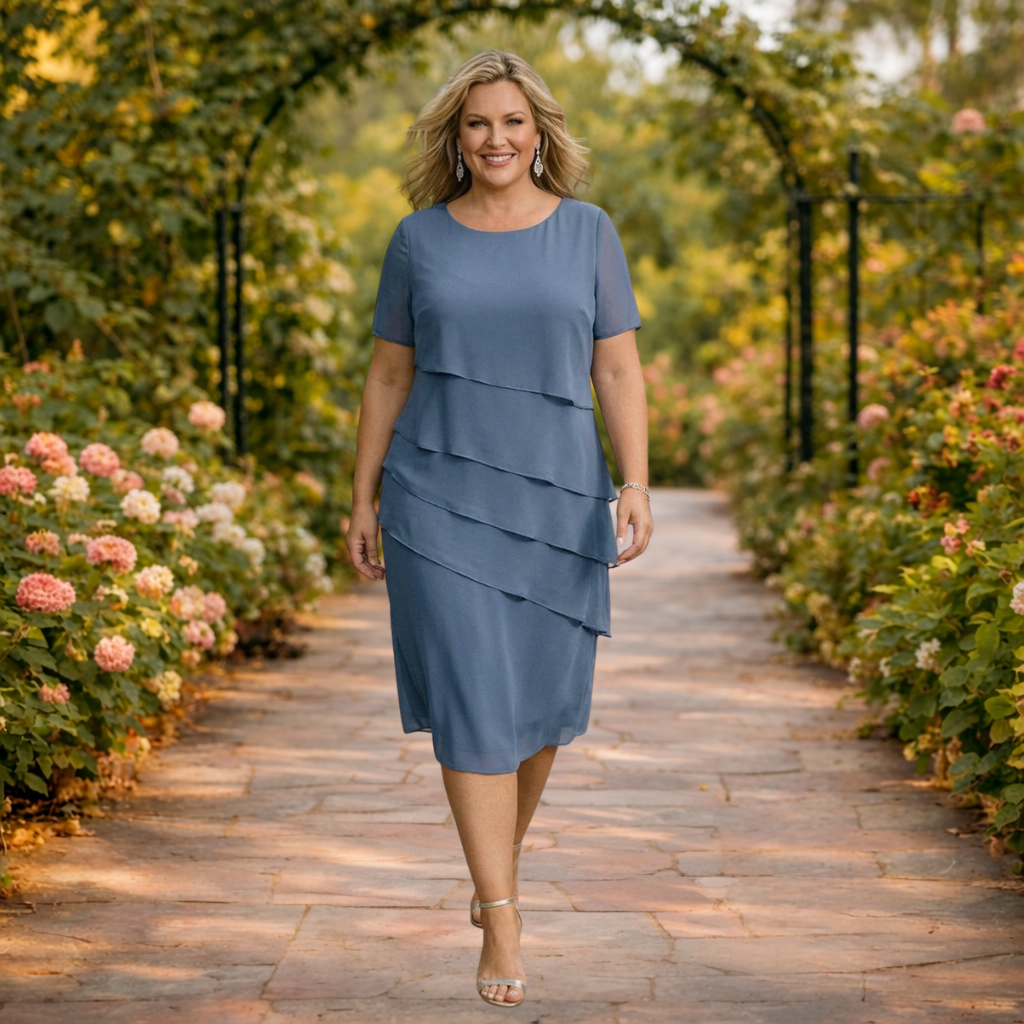 Alma | Kerroksellinen Chiffon Midi Mekko
