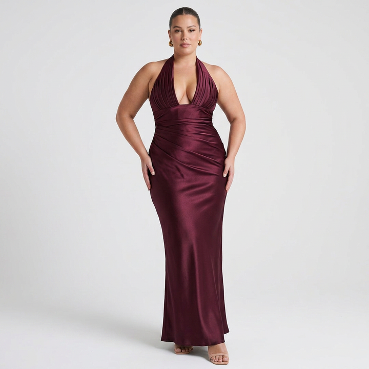 Briar Satin Halterneck Maxi-mekko
