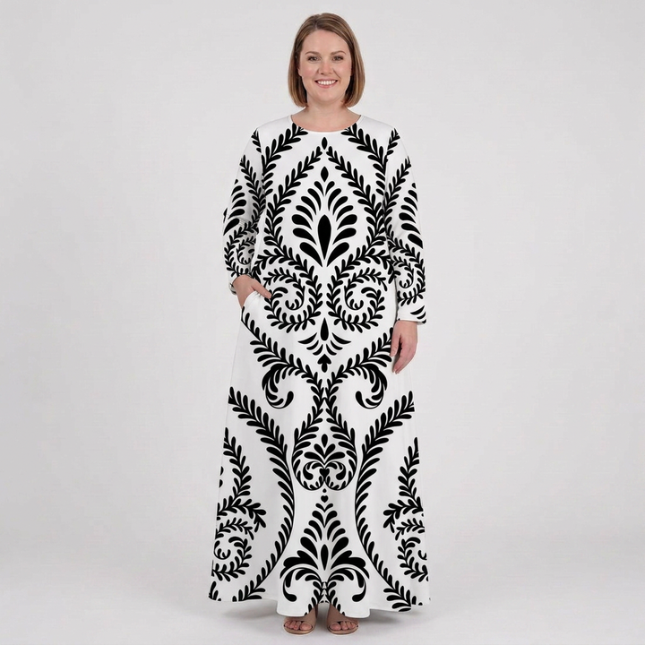 Odette - Lintu- ja Kasvikuvioinen Maxi Mekko