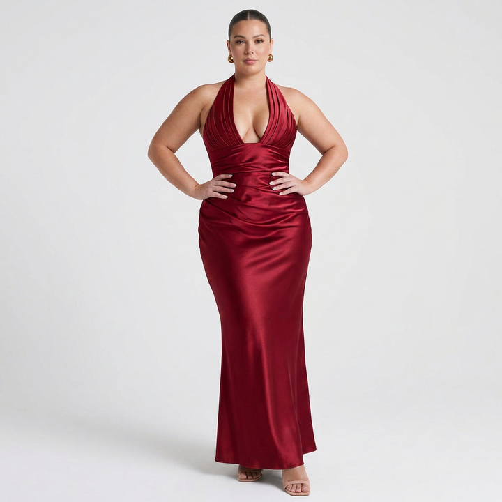 Briar Satin Halterneck Maxi-mekko