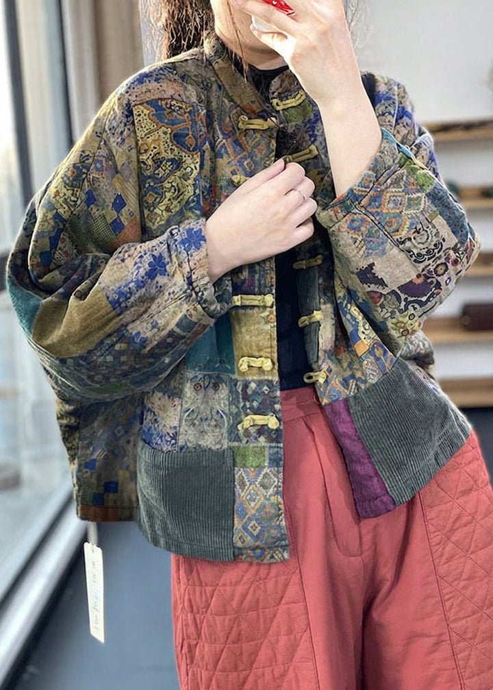 Colette - Vintage Punaiset Taskut Napituskuvio Syksyn Pitkähihaista Takki