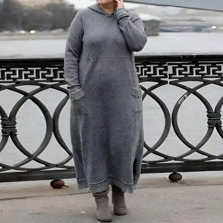Hazel Neule Maxi Mekko – Mukava Pitkähiha Oversized Talvimekko