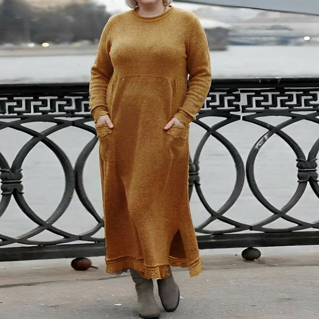 Hazel Neule Maxi Mekko – Mukava Pitkähiha Oversized Talvimekko