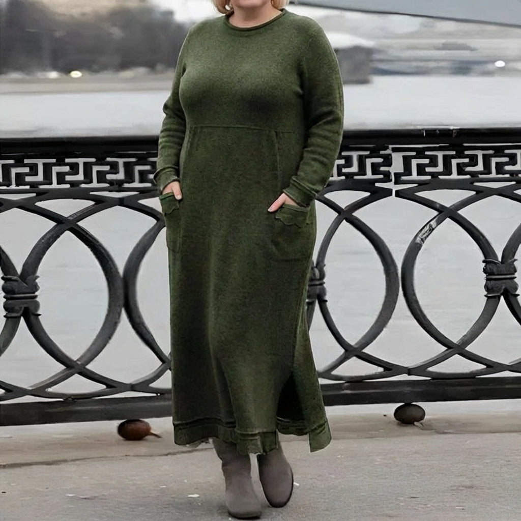 Hazel Neule Maxi Mekko – Mukava Pitkähiha Oversized Talvimekko